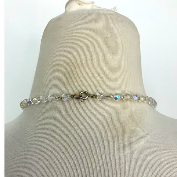 Vintage Clear Iridescent Graduated Bead Necklace - Picture 3 of 4